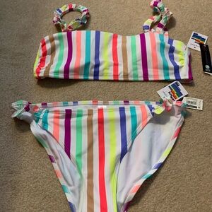 No Boundaries Multicolor Striped Kids Bikini